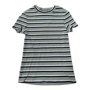 Monki green striped ribbed shirt